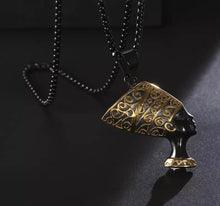 Load image into Gallery viewer, Queen Mother Black and 18k Gold Plated Nefertiti Necklace
