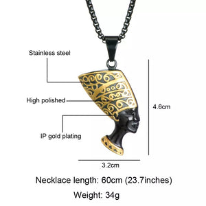 Queen Mother Black and 18k Gold Plated Nefertiti Necklace