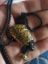 Load image into Gallery viewer, Queen Mother Black and 18k Gold Plated Nefertiti Necklace
